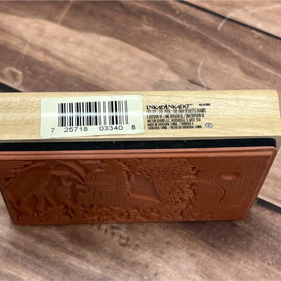 HTF 2014 INKADINKADO 60-01005 SNOWY CABIN SCENE WOOD MOUNTED RUBBER STAMP WINTER - Picture 4 of 5